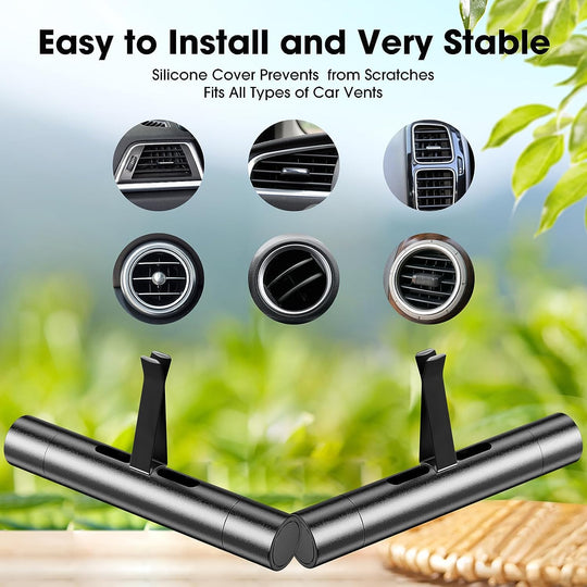 2 Packs Custom Car Vent Clip Cylindrical Essential Oil Car Diffuser Vent Clip with 12 Refill Sticks for Car,Office，Kitchen，Bathroom, Pet Houses