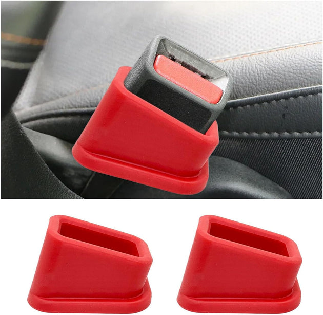 Kewucn 2 PCS Car Seat Belt Buckle Holder, Silicone Auto Seatbelt Buckle Booster, Easy Access Seat Belt Buckle Guard Cover for Kids, Universal Safety Seat Accessories for Most Cars (Red)