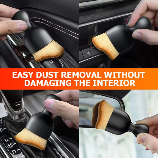 Blilo Car Interior Detailing Brush, Auto Soft Hair Cleaning Brushes, Curved Dirt Dust Collectors, Removal Tool for Dashboard Air Conditioner Vents Leather, Scratch Free (Dark Brown/1Pcs)
