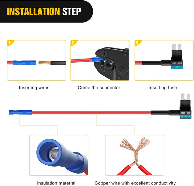 Nilight Fuse Holder Add-A-Circuit Fuse TAP Adapter Mini ATM APM Blade Fuse Holder-10 Pack