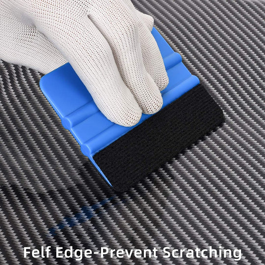 Durable Black Felt Edge Vinyl Squeegee Tool 4-Inch, Car Film Wrapping Decal Window Tint Work, Professional Scratch Free (Pack of 3)