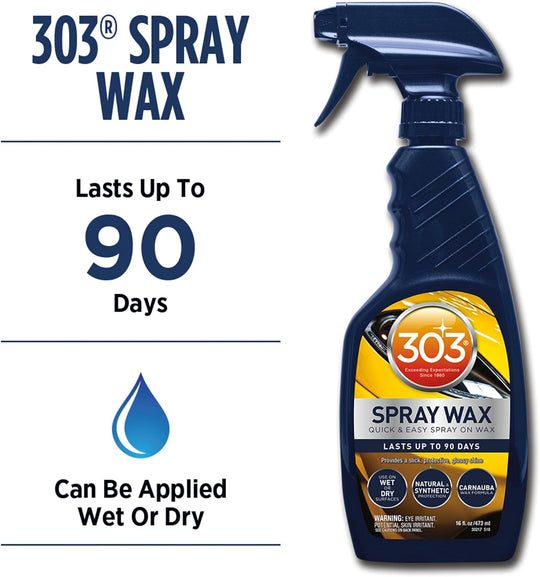303® Automotive Spray Wax, Creates Fast Spray Wax Shine with Strong UV Protection, Lasts up to 30 Days (30217) 473 Ml