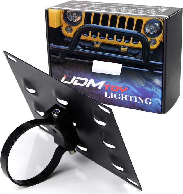 Ijdmtoy No Drill Required 3-Inch Bumper Guard Tube Mount License Plate Bracket/Holder