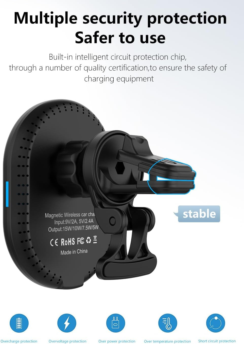 VORTEX BD8A15W Magnetic Wireless Car Charger for Iphone 12/12Mini/12Pro/12Pro Max/13Mini/13Pro/13Pro Max/14Pro/14Pro Max/15Pro/15Pro Max