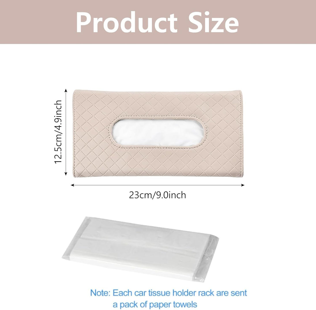 Car Tissue Holder, Car Visor Tissue Holder, PU Leather Car Tissue Holder, Car Sun Visor Accessories for Universal Auto Men Women (Beige, One Size)