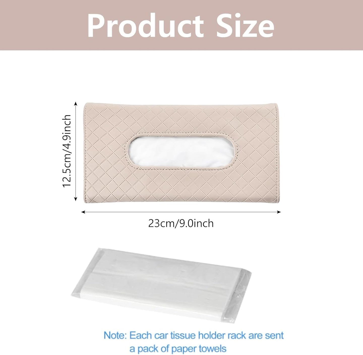Car Tissue Holder, Car Visor Tissue Holder, PU Leather Car Tissue Holder, Car Sun Visor Accessories for Universal Auto Men Women (Beige, One Size)
