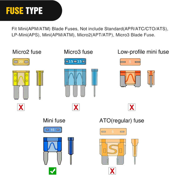 Nilight Fuse Holder Add-A-Circuit Fuse TAP Adapter Mini ATM APM Blade Fuse Holder-10 Pack