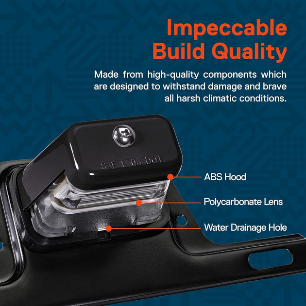 LED Trailer License Plate Lights W/Bracket [SAE/DOT Certified] [Waterproof] [Heavy Duty] License Tag Lights for Trailers, RV, Trucks & Boats - Black Housing