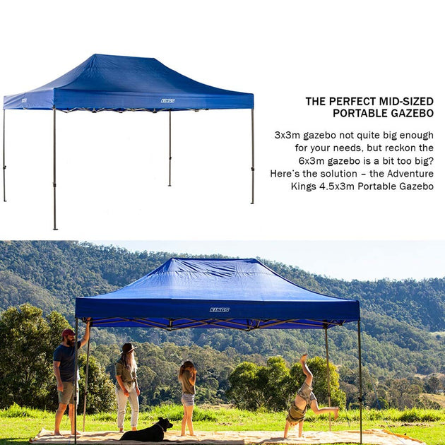 Kings 4.5 X 3 M Portable Gazebo Folding Pop up Heavy-Duty Steel Frame UPF50+
