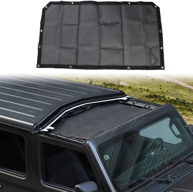 Jecar JL Sunshade Mesh Bikini Top Roof Sun Shade Exterior Accessories for Jeep Wrangler 2018-2022 JL JLU & 2020-2022 Gladiator JT, Black