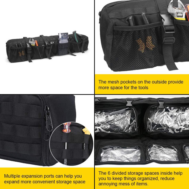 SUPAREE UTV Roll Bar Storage Bag Organizer for Polaris Ranger RZR, Honda Pioneer Talon (Most Full Size Utvs),Compatible with 1955-2021 Jeep Wrangler LJ TJ JK JL & Gladiator JT Trunk