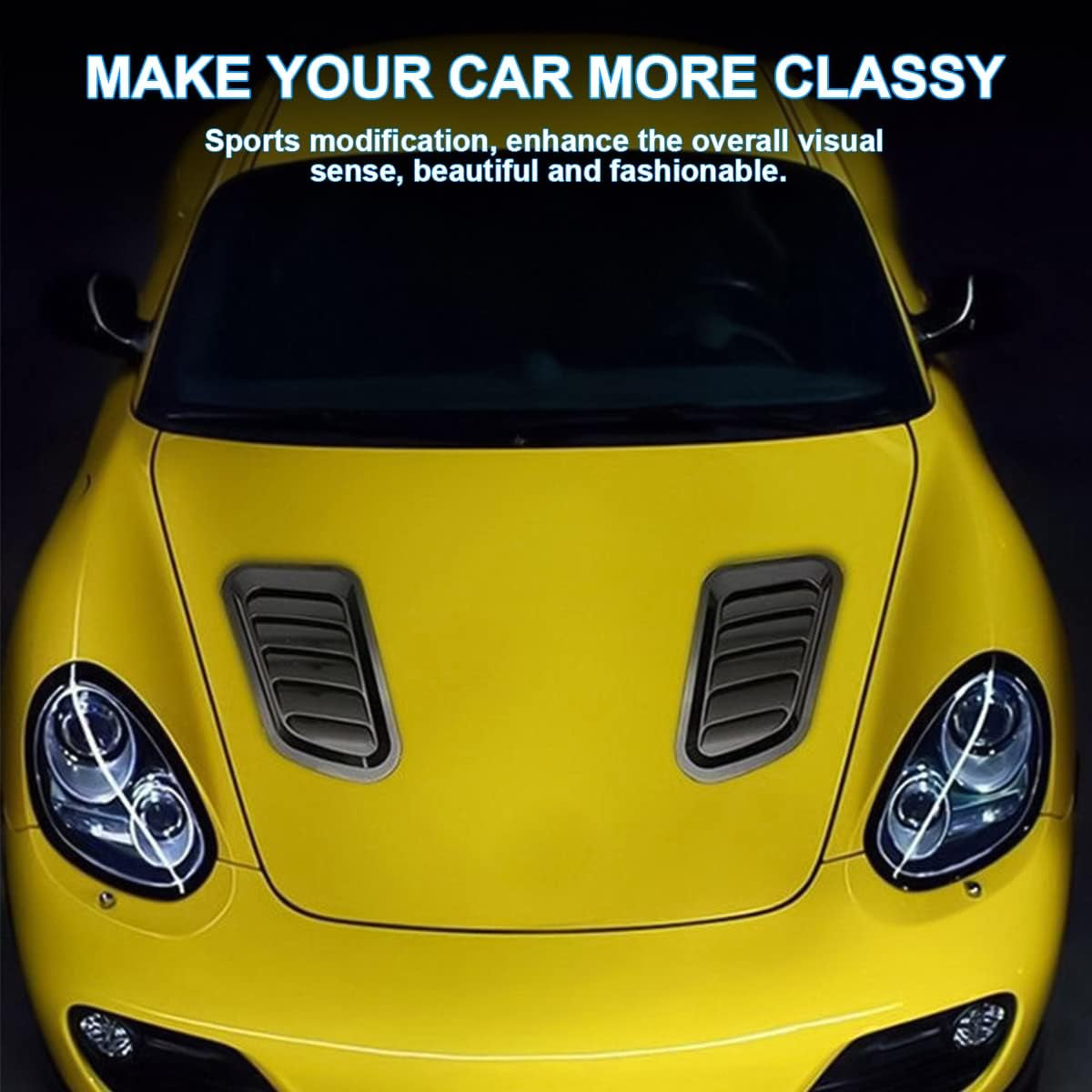 Blilo Car Hood Vents, 2PCS Universal Air Vents for Scoop, Bonnet Vent Intake Trim Cover (Black)