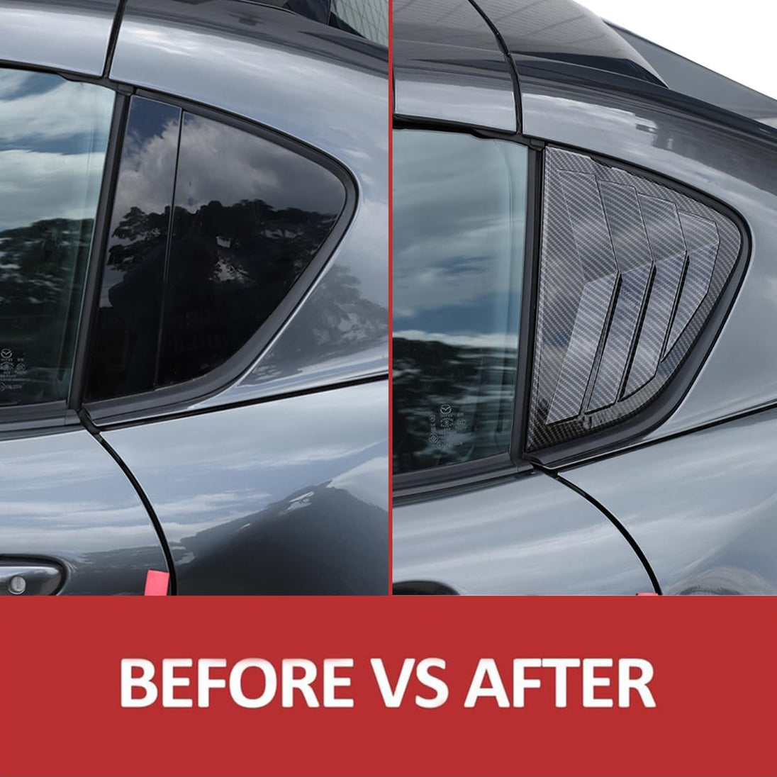 Car Rear Side Window Louvers for Mazda MX-5 ND 2015-2023 Triangular Window Glass Blinds Exterior Accessories (Only Fit Hardtop Version) (Carbon Fiber)