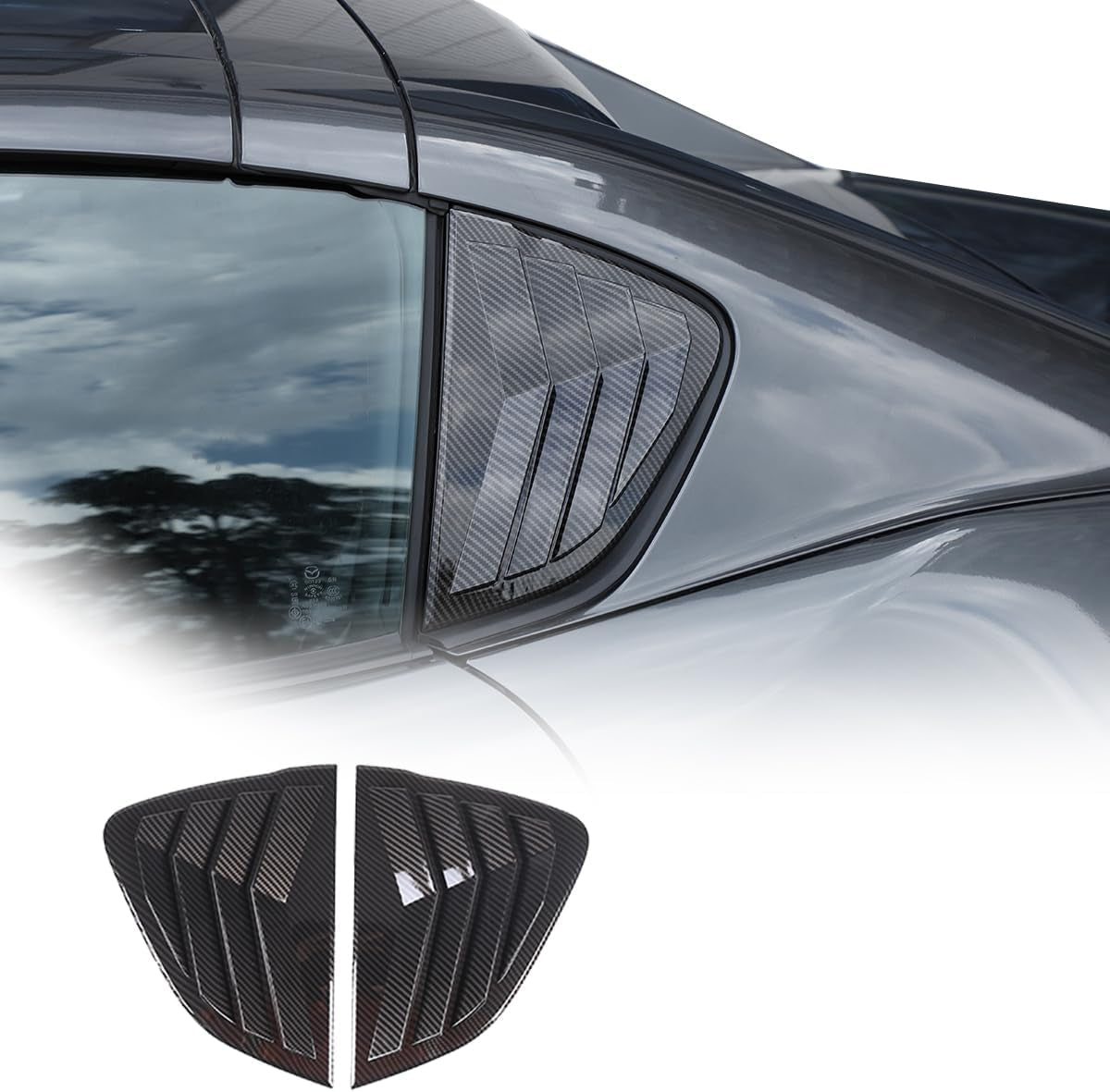 Car Rear Side Window Louvers for Mazda MX-5 ND 2015-2023 Triangular Window Glass Blinds Exterior Accessories (Only Fit Hardtop Version) (Carbon Fiber)