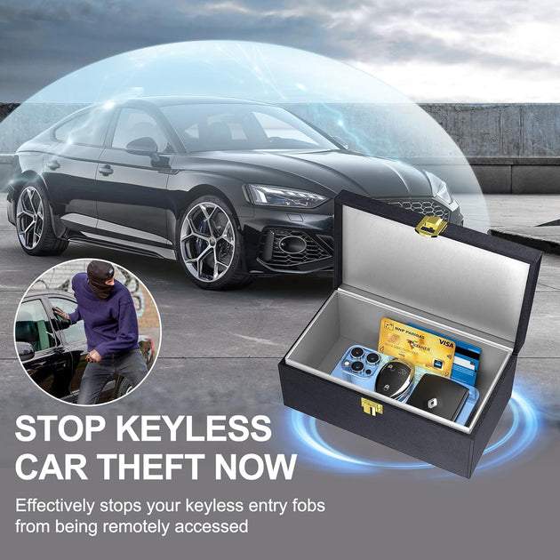 Samfolk Faraday Box with Faraday Pouch 2 Pack, Keyless Entry Car Key Safe Protector RFID Anti-Theft Signal Blocking Cages