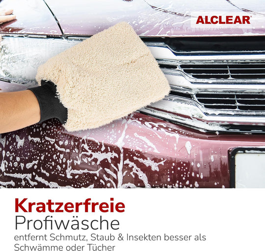 ALCLEAR 950013WH Microfibre Glove for Washing Car with Car Shampoo and Cleaner,Better than Car Wash Sponge, Polishing or Microfibre Cloth, Motorcycles, Car Preparation and Care, Black/White, 27X17Cm