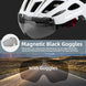 Bike Helmet,Shinmax CPSC/CPC Certificated Bicycle Helmet with Detachable Magnetic Goggles&Led Back Light&Portable Backpack Cycling Helmet Adjustable Mountain Bike Helmet for Adult Men Women SM-T69
