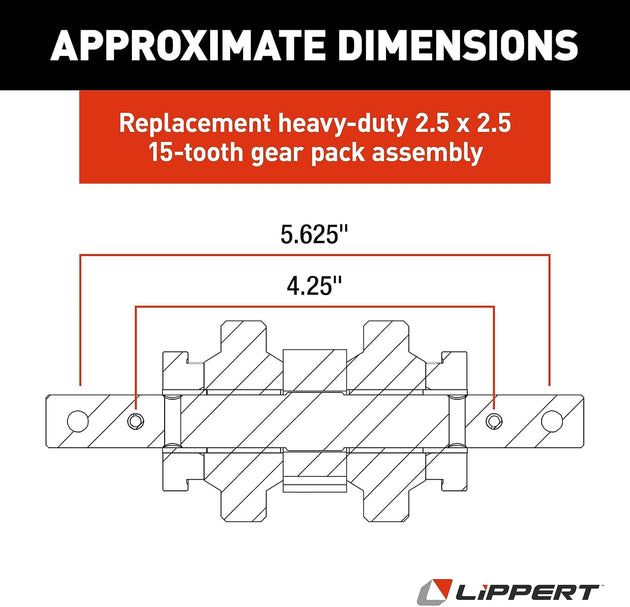 Lippert Components 123356 Heavy Duty RV Slide-Out Gear Pack with Steel Rollers 2.5" X 2.5"