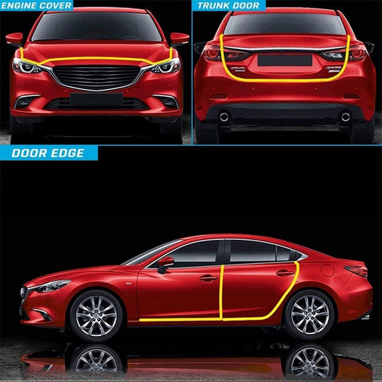 66Ft (20.2M) Long Car Door Edge Guards, U Shape Edge Trim Seal Protector, Anti-Collision Clips Fit for Most Cars | Black |