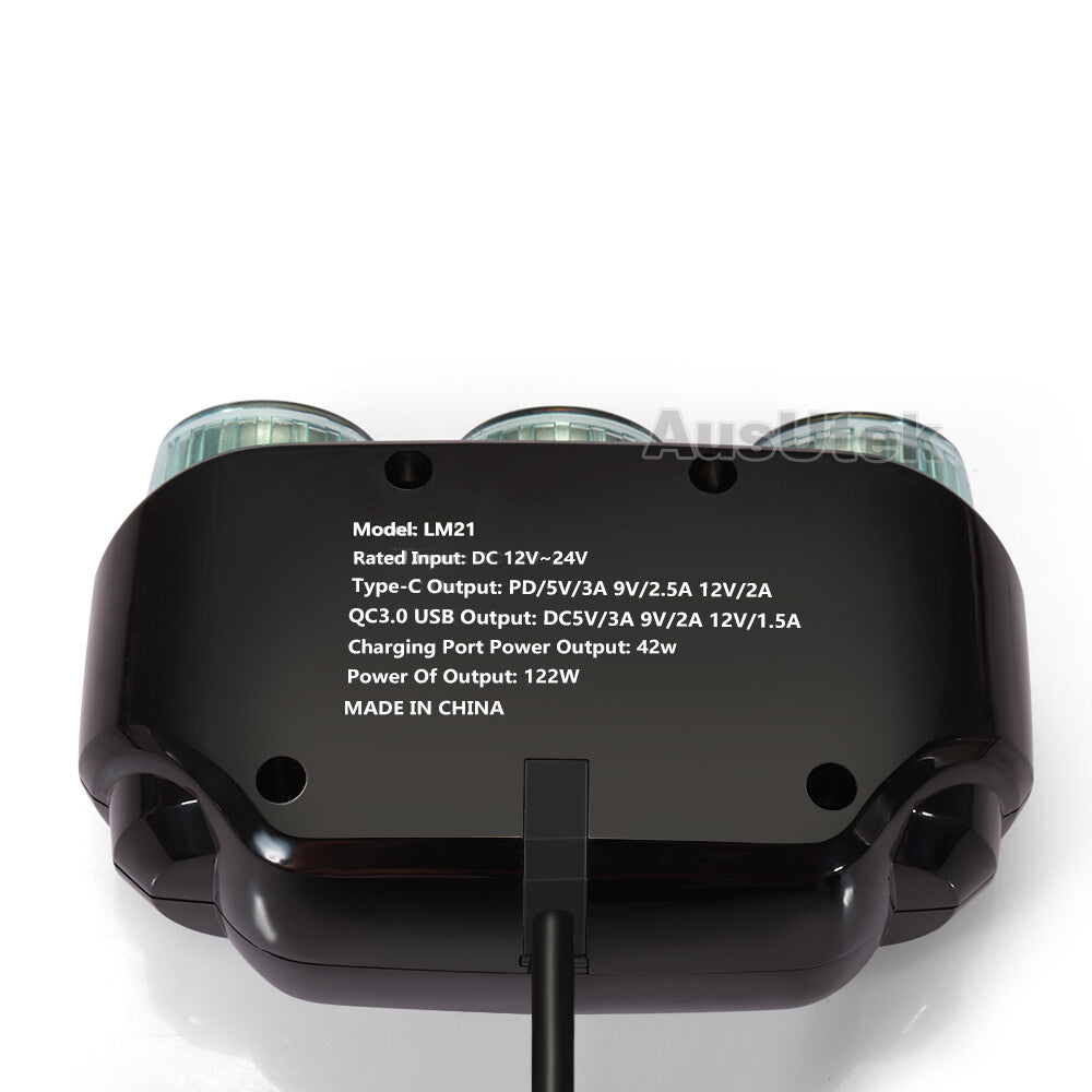 12V DC Car Cigarette Lighter Adapter 2Way Double Plug Socket Charger Splitter