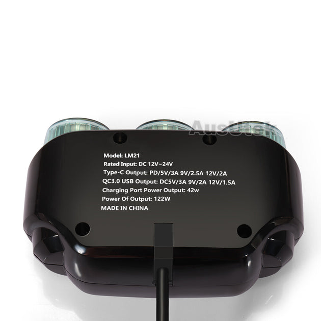 12V DC Car Cigarette Lighter Adapter 2Way Double Plug Socket Charger Splitter