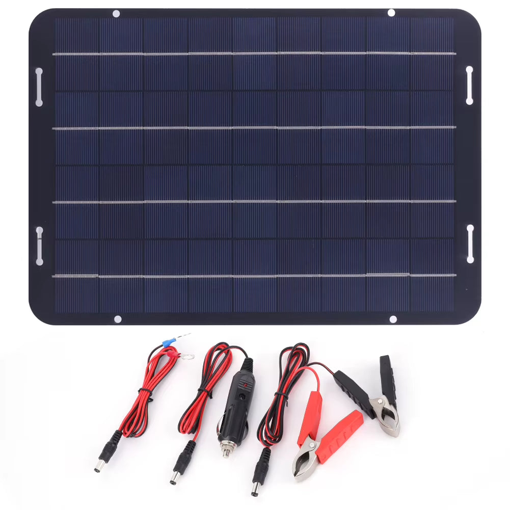 12W Solar Car Battery Charging Kit with Solar Charge Controller Polycrystalline Solar Panel Charger for Car RV Boat Motorcycle