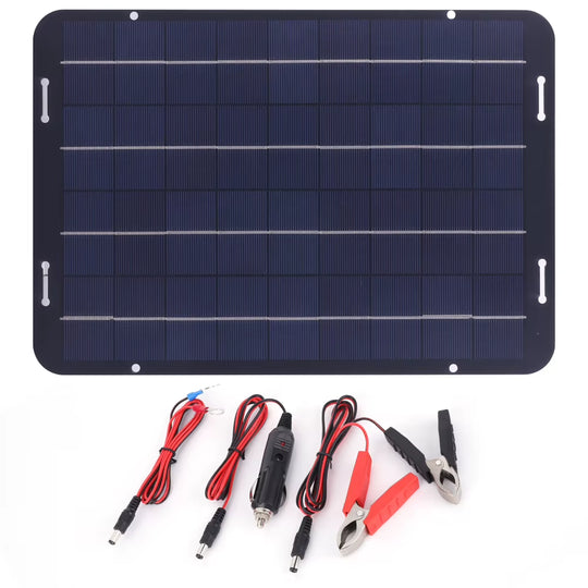 12W Solar Car Battery Charging Kit with Solar Charge Controller Polycrystalline Solar Panel Charger for Car RV Boat Motorcycle