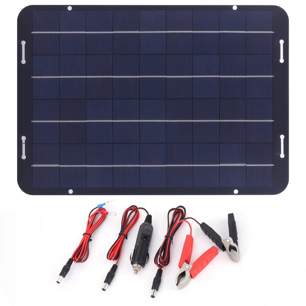 12W Solar Car Battery Charging Kit with Solar Charge Controller Polycrystalline Solar Panel Charger for Car RV Boat Motorcycle