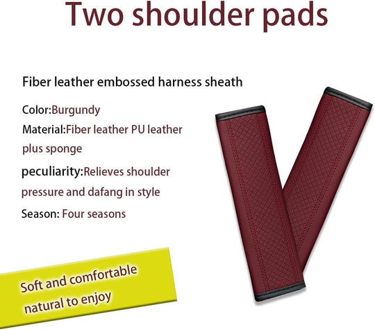 2PCS Car Seat Belt Cover, Soft Shoulder Strap Covers Harness Pads, Safety Leather Seatbelt Comfort Driving Cushion Protect Your Neck and Shoulder Universal for Car, Truck, SUV (Red)