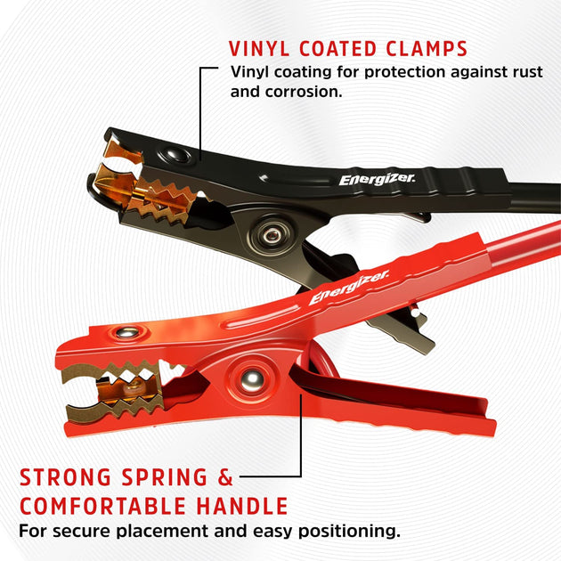 Energizer 6 Gauge Jumper Battery Cables 16 Ft Booster Jump Start - Heavy Duty Booster Cables, UL Listed