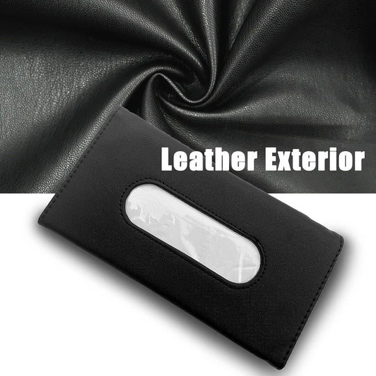 Car Accessories Interior, 4 Pack Car Accessories Include 1 Car Tissue Holder, 1 Car Sunglasses Holder, 2 Car Seat Headrest Hook, Christmas Automotive Car Essentials for Car Sun Visor （Black）