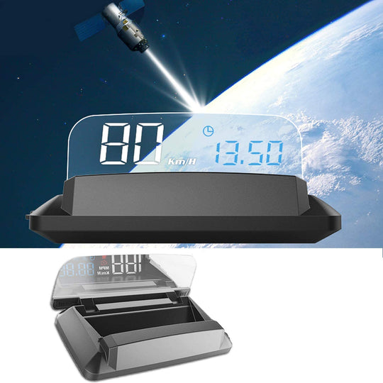 Car Head up Display, OBD Car HUD Display, 5.5 Inch with Reflection Board, No Double Image Stereo Projection Display Speed RPM Voltage, Multifunctional HUD for All Cars