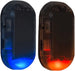 Car Solar Power Simulated Dummy Alarm Warning, Solar Car Alarm Led Light, 2 Pcs Anti-Theft Led Flashing Security Light with New USB Port (Blue + Red)