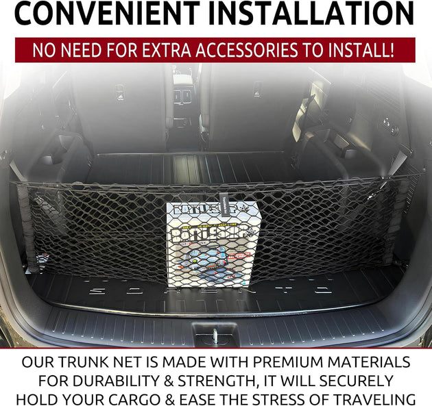 Envelope Style Trunk Mesh Cargo Net for KIA Sorento LX S EX SX 2021-2023 - Car Accessories - Premium Trunk Organizers and Storage - Cargo Net for SUV - Vehicle Carrier Organizer for KIA Sorento PHEV