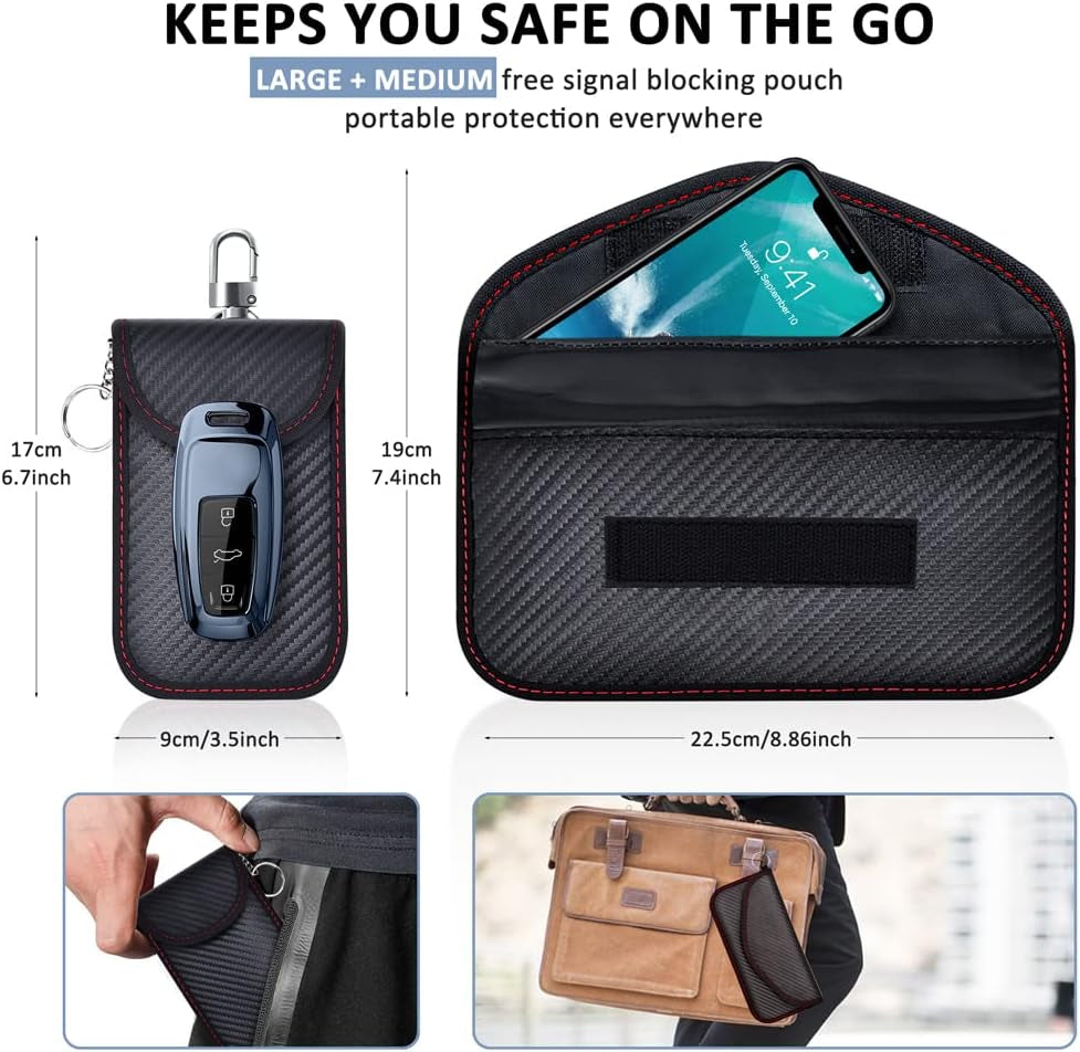 Samfolk Faraday Box with Faraday Pouch 2 Pack, Keyless Entry Car Key Safe Protector RFID Anti-Theft Signal Blocking Cages