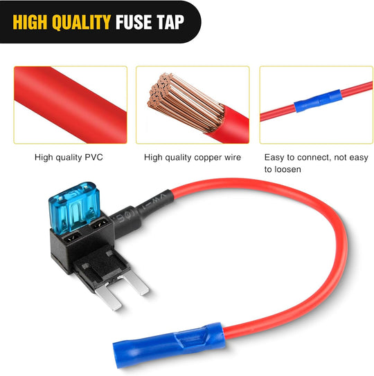 Nilight Fuse Holder Add-A-Circuit Fuse TAP Adapter Mini ATM APM Blade Fuse Holder-10 Pack