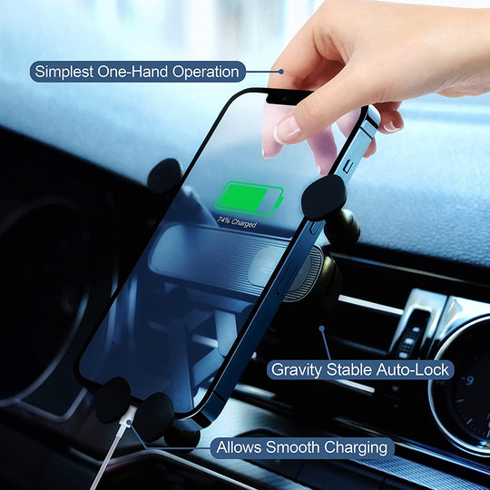 Air Vent Car Phone Holder, Harvcci Gravity Cradle Shakeproof Cell Phone Holder, Universal Compatible for Iphone Series Samsung Galaxy Series and All Other Smart Phones from 4.0-7.0 Inches