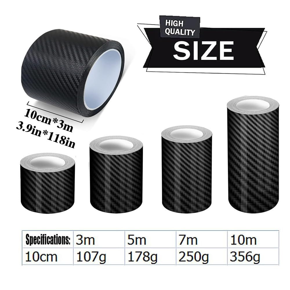 1Pc Car Door Sill Protector Bumper Protector Carbon Fiber Car Wrap Film 5D Automotive Wrap Film Self-Adhesive Anti-Collision Film,Car Door Edge Entry Guards,5D Carbon Fiber Protector Tape,10Cmx3M