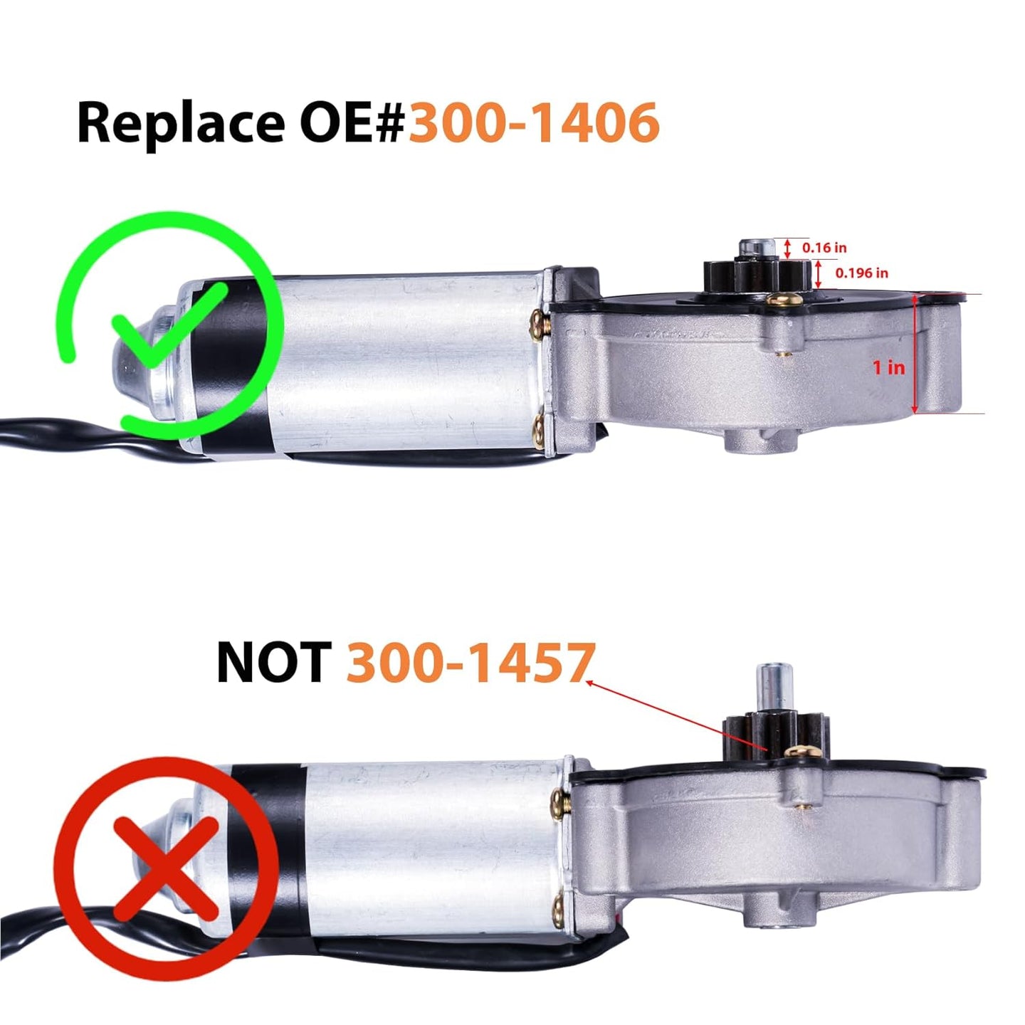 300-1406 RV Entry Step Motor, Replacement Parts for Motorhomes and Transport Vehicles Compatible 1820124 369506 SP-163669 SP-1636669 Motor for Kwikee、Lci、Frigette、Lippert、Stromberg Carlson