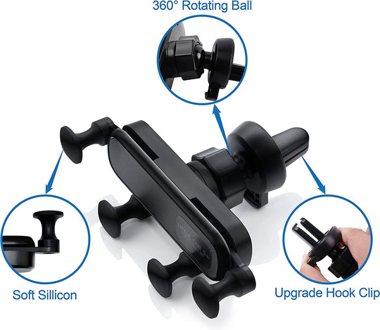 Air Vent Car Phone Holder, Harvcci Gravity Cradle Shakeproof Cell Phone Holder, Universal Compatible for Iphone Series Samsung Galaxy Series and All Other Smart Phones from 4.0-7.0 Inches