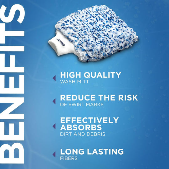 GYEON Quartz Q²M Smoothie Microfiber Car Wash Mitt - Ultra Soft Glide - Korean Microfiber Blend - Lint Free - Extended Durability - Scratch Free - Car Detailing - Car Bucket Wash