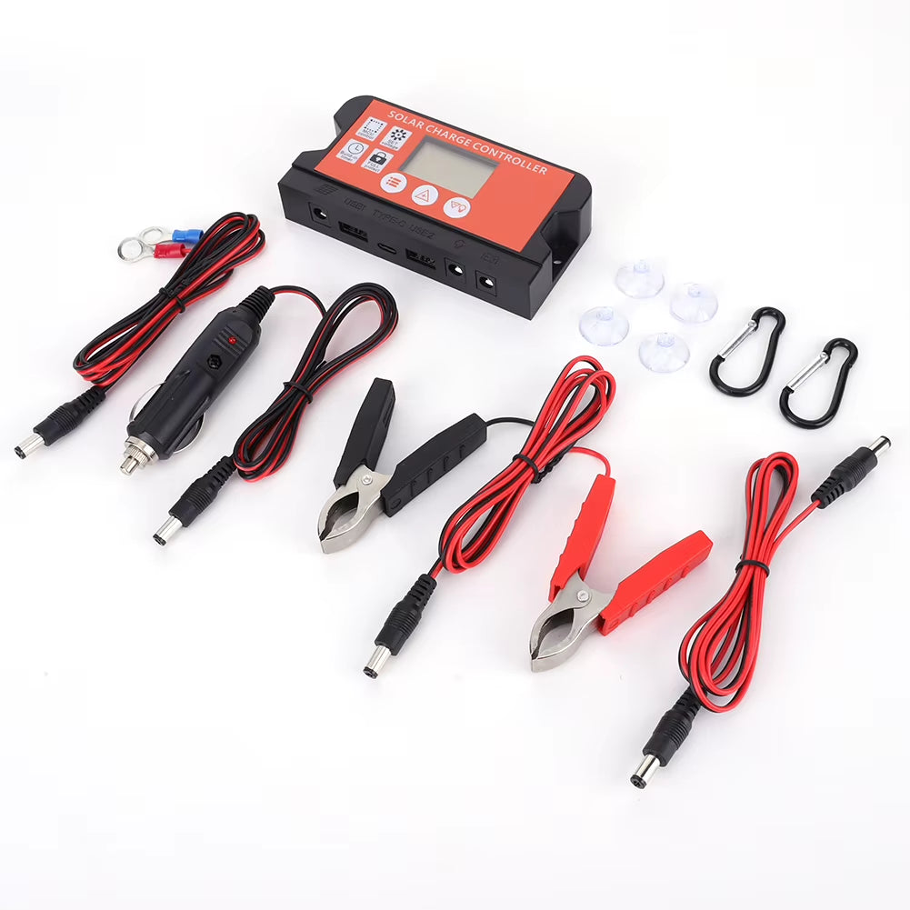 12W Solar Car Battery Charging Kit with Solar Charge Controller Polycrystalline Solar Panel Charger for Car RV Boat Motorcycle