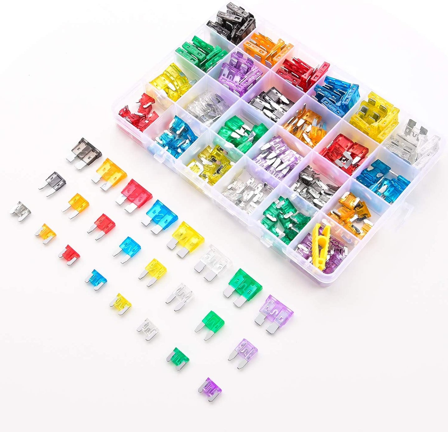 Nilight - 50019R 272Pcs Standard & Mini & Low Profile Mini Blade Fuse Assortment, 2A 5A 10A 15A 20A 25A 30A 35A Replacement Fuses for Car Boat Truck SUV Automotive