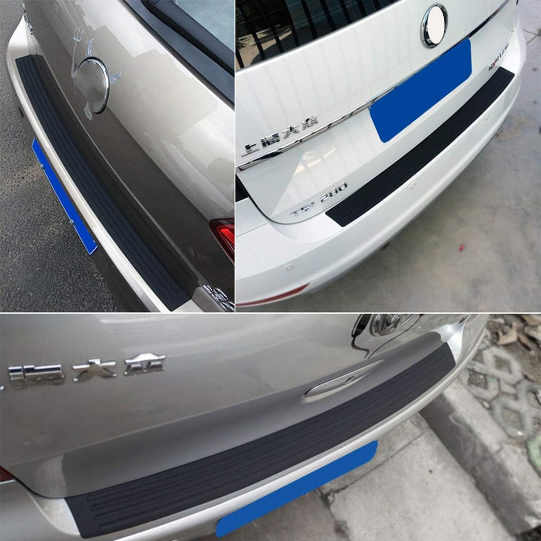 AUTOXBERT 90Cm Universal Car Rear Trunk Sill Bumper Guard Protector Rubber Pad Cover Strip,Rubber Car Rear Boot Trunk Bumper Protector Guard Trim Cover Chrome Sill Lip