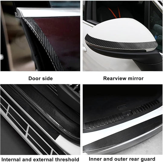 1Pc Car Door Sill Protector Bumper Protector Carbon Fiber Car Wrap Film 5D Automotive Wrap Film Self-Adhesive Anti-Collision Film,Car Door Edge Entry Guards,5D Carbon Fiber Protector Tape,10Cmx3M