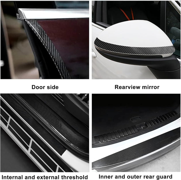 1Pc Car Door Sill Protector Bumper Protector Carbon Fiber Car Wrap Film 5D Automotive Wrap Film Self-Adhesive Anti-Collision Film,Car Door Edge Entry Guards,5D Carbon Fiber Protector Tape,10Cmx3M