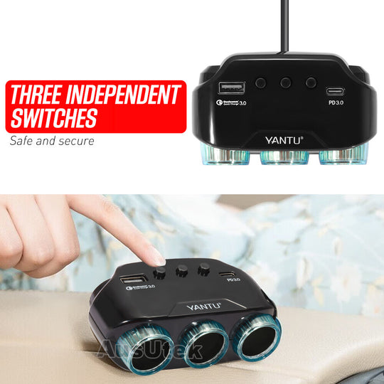 12V DC Car Cigarette Lighter Adapter 2Way Double Plug Socket Charger Splitter