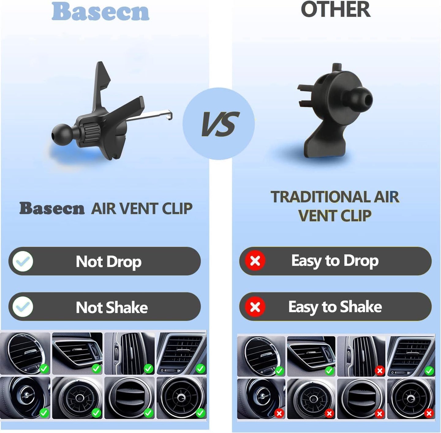 15W Fast Wireless Phone Charger, Car Wireless Phone Charger and Holder, Auto-Clamping Senser, 1000 Times Opening without Power, Suit for Car Office Kitchen, round Vent Friendly, Case Friendly