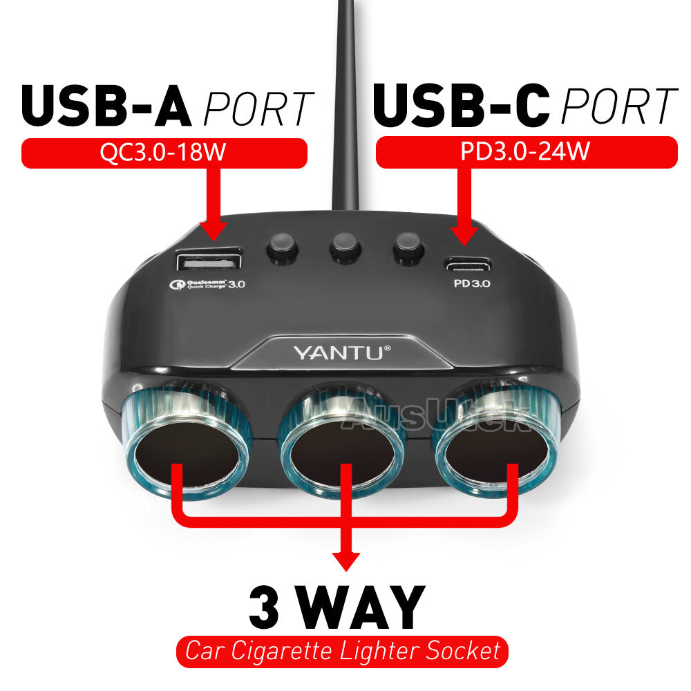 12V DC Car Cigarette Lighter Adapter 2Way Double Plug Socket Charger Splitter