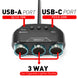 12V DC Car Cigarette Lighter Adapter 2Way Double Plug Socket Charger Splitter